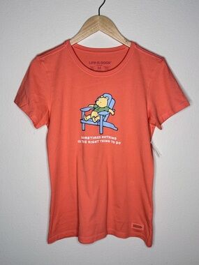 NWT Life is Good Pooh Shirt Mango Short Sleeve Crusher Tee Women’s Size Medium